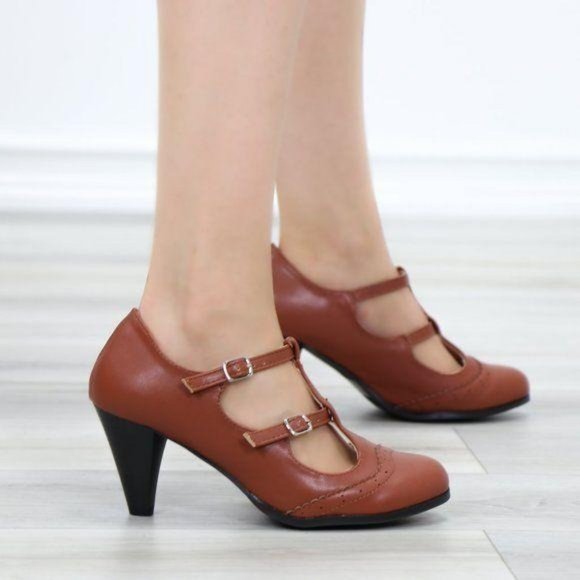 Vintage Style Oxford Heels Rockabilly - Picture 5 of 11